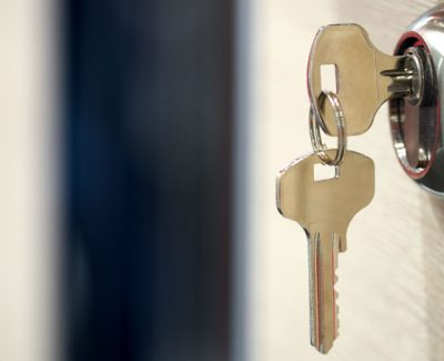 House key in door lock